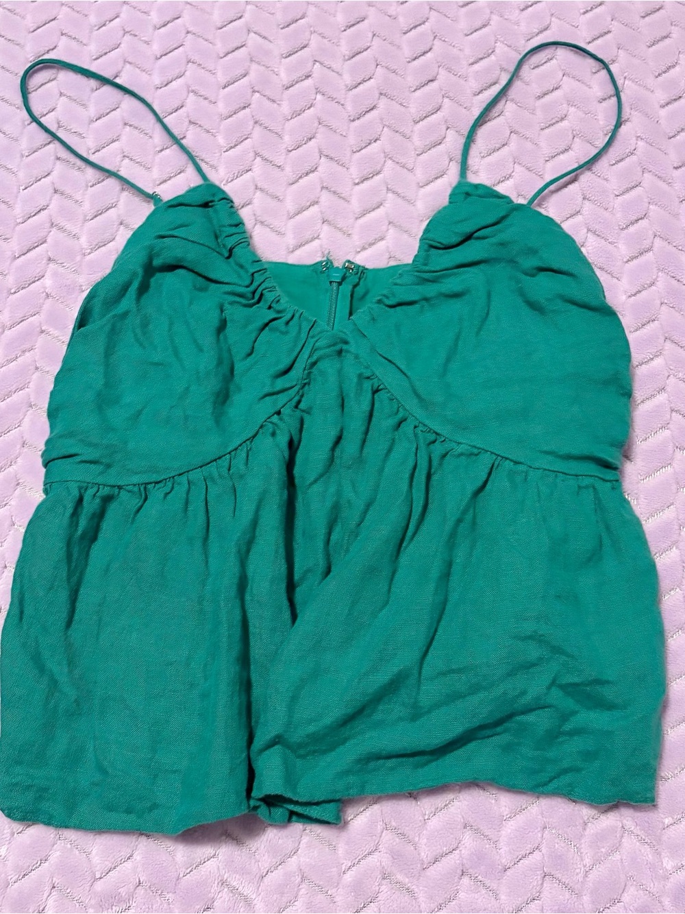 J. Crew Teal Spaghetti-Strap Tiered Cami